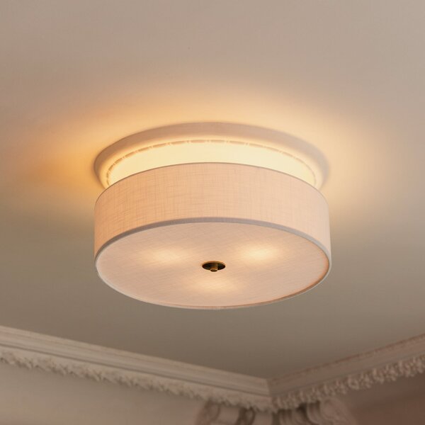 Globen Lighting Noah stropna svjetiljka, Ø 50 cm, bijela, prigušiva, Bijela, Dnevni boravak/blagovaonica, Tkanina / tekstil