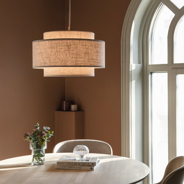 Globen Lighting Noah Bouclé viseća svjetiljka, Ø 50 cm, bež, prigušiva, Bež, Dnevni boravak/blagovaonica, Tkanina / tekstil