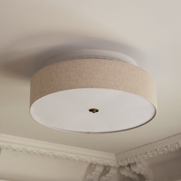 Globen Lighting Noah stropna svjetiljka, Ø 65 cm, bež, prigušiva, Bež, Dnevni boravak/blagovaonica, Tkanina / tekstil