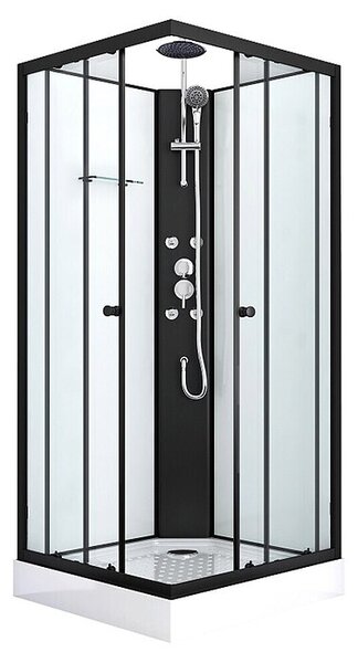 Sanotechnik Kompletna tuš kabina Stil 2 (Crna/Bijela, D x Š x V: 90 x 90 x 225 cm)