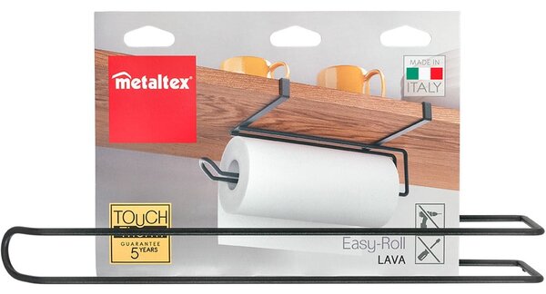 Crni viseći držač za kuhinjske krpe Metaltex