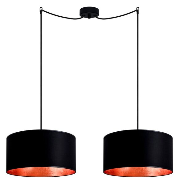 Crna dvokraka viseća lampa s unutrašnjosti bakrene boje Sotto Luce Mika, ⌀ 36 cm