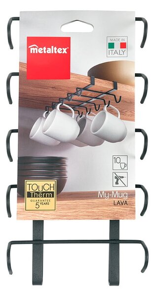 Crni viseći držač za šalice Metaltex My Mug Lava