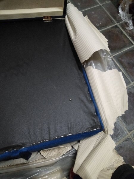 AKCIJA Tamno plavi tabure ZENOVA s prostorom za pohranu 65x65 cm II. klasa