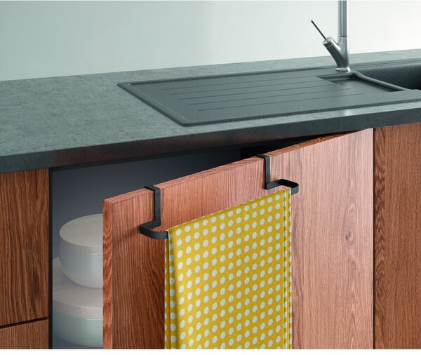 Crni viseći držač za ručnike Metaltex Galileo Lava