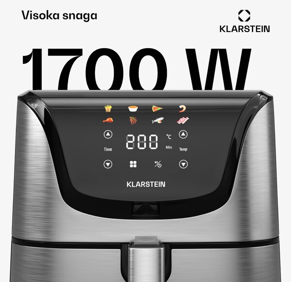 Klarstein AeroVital Deluxe friteza na vrući zrak, 1700 W, 8 programa, uključujući pribor, 200°C, Tajmer