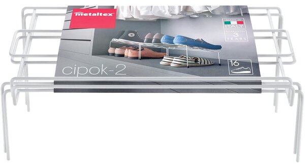 Set od 2 bijela stalka za obuću od nehrđajućeg čelika Metaltex Cipok