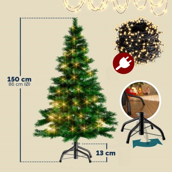 Umjetno božićno drvce RUDOLPH s lampicama, 150 cm, zeleno Casaria