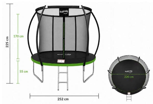 Vrtni trampolin 252 cm (8FT) s unutarnjom zaštitnom mrežom i ljestvama Plava
