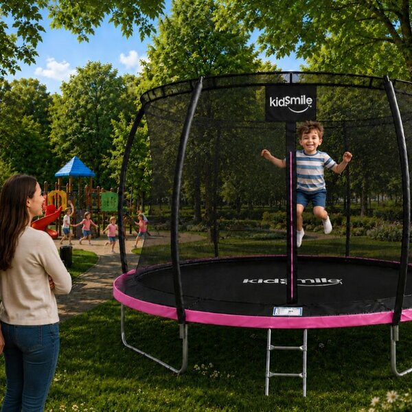 Vrtni trampolin 312 cm (10FT) s unutarnjom zaštitnom mrežom i ljestvama Ružičasta