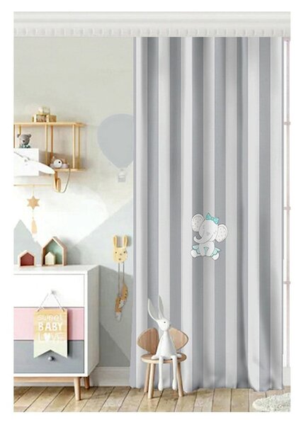 Siva zavjesa s primjesom pamuka Minimalistički dom svijeta, 140 x 260 cm