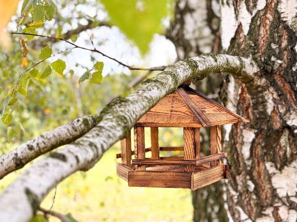 ATMOWOOD Tan hranilica za ptice - šesterokut