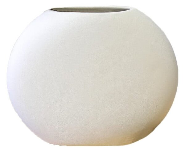 Bijela ovalna keramička vaza Rulina Flat, visina 17 cm