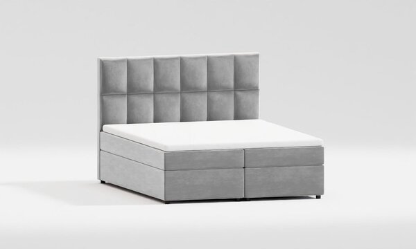 Sivi tapecirani bračni krevet s prostorom za pohranu 160x200 cm Flip – Ropez