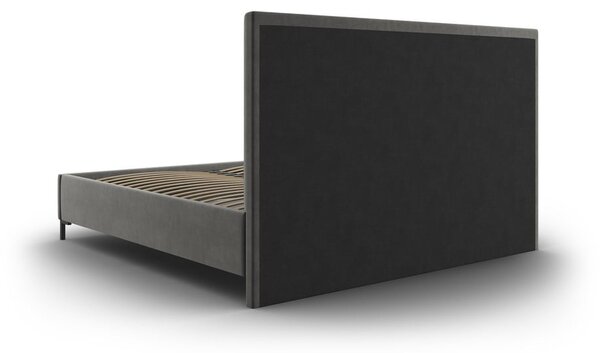 Sivi tapecirani bračni krevet s prostorom za pohranu s podnicom 200x200 cm Casey – Mazzini Beds