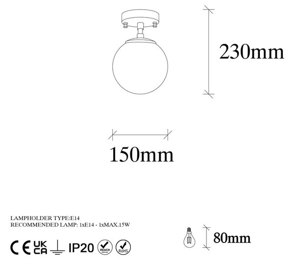 Bijela/mjedena stropna svjetiljka sa staklenim sjenilom ø 15 cm Atmaca – Opviq lights