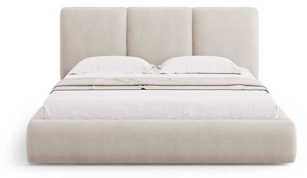 Bež tapecirani bračni krevet s prostorom za pohranu s podnicom 200x200 cm Brody – Mazzini Beds