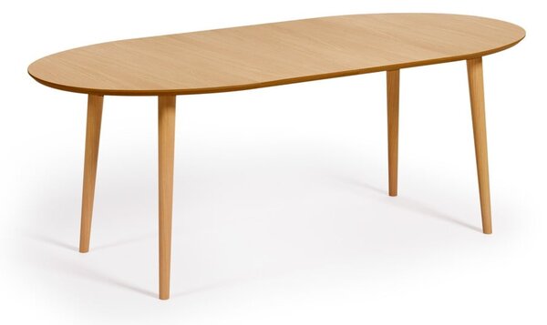 Proširiv blagovaonski stol u dekoru hrasta u prirodnoj boji 90x120 cm Oqui – Kave Home