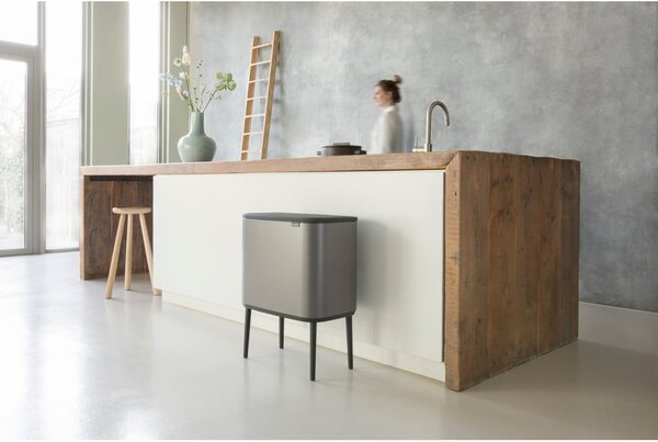 Siva željezna kanta za smeće za odvojeni otpad/na dodir 34 l Bo Touch Bin – Brabantia