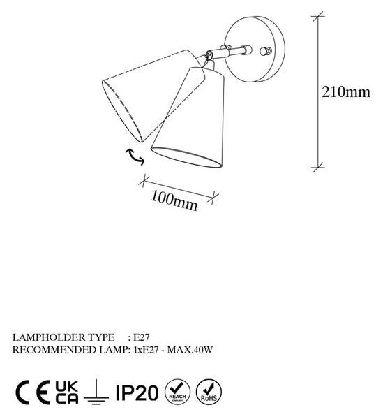 Zidna lampa u zlatnoj boji ø 10 cm Evander – Opviq lights