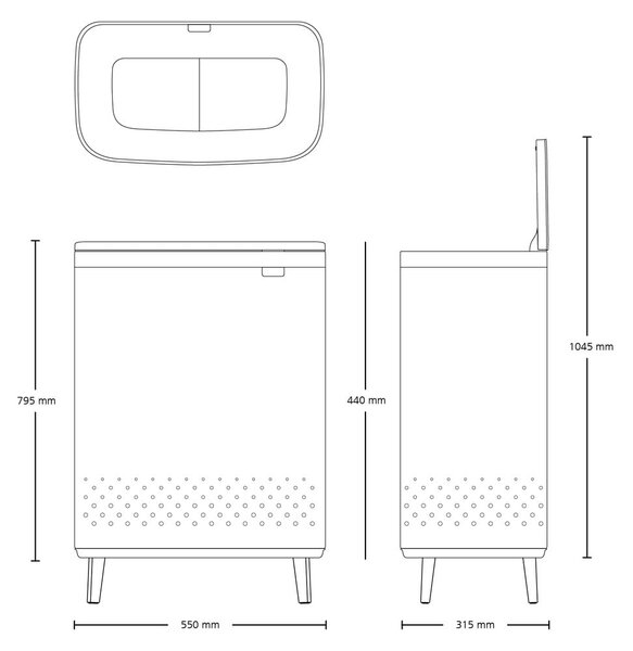 Mat crna metalna košara za rublje 90 l Bo Hi – Brabantia