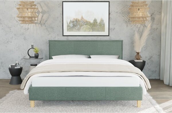 Zeleni tapecirani bračni krevet s podnicom 160x200 cm Tina – Ropez