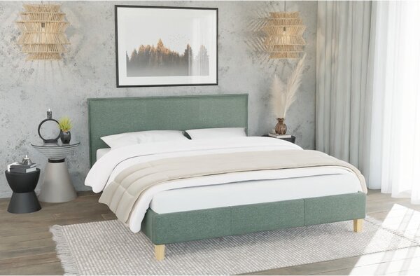 Zeleni tapecirani bračni krevet s podnicom 160x200 cm Tina – Ropez