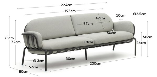Svijetlo siva vrtna sofa Joncols – Kave Home