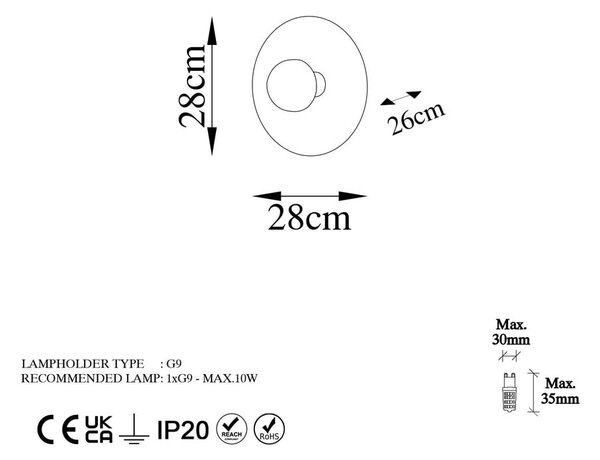 Zidna lampa u bakrenoj boji ø 28 cm Kurt – Opviq lights