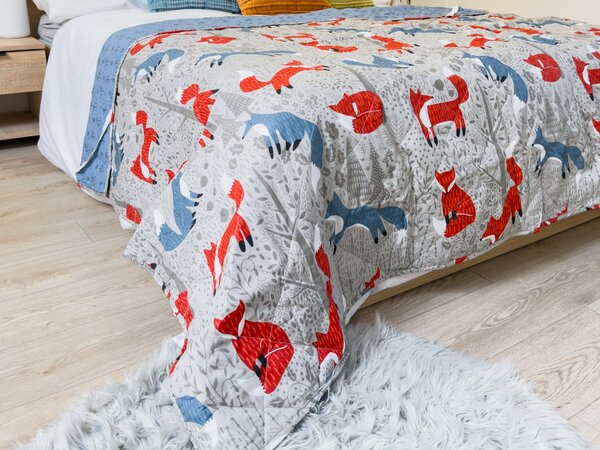 Prekrivač za krevet FOXIVA sivi, 100% pamuk Dimenzije: 170 x 210 cm