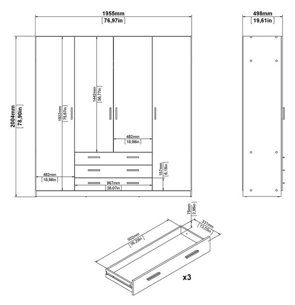 Tamno sivi ormar 196x200 cm Sprint – Tvilum