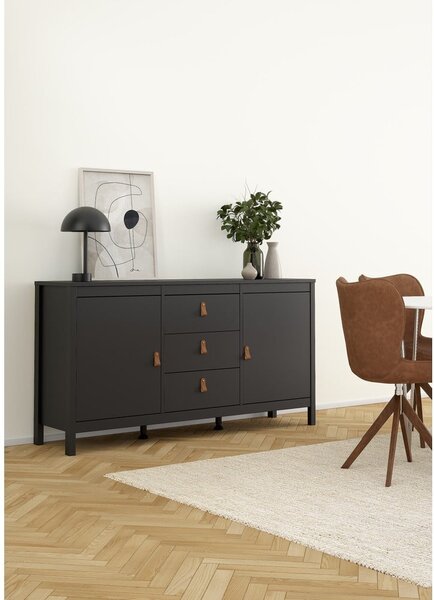 Crna niska komoda 152x80 cm Madrid – Tvilum