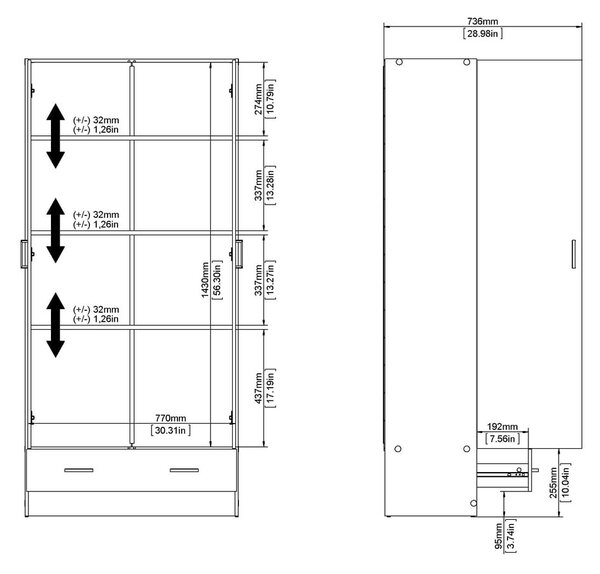 Bijeli ormar 79x170 cm Space – Tvilum