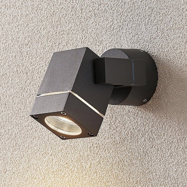 Lucande vanjski zidni reflektor Kavuna, kvadratni, antracit, IP54, prigušiva, Crno, Aluminij