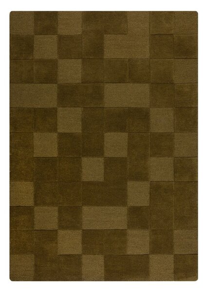 Kaki zeleni ručno rađen vunen tepih 120x170 cm Checkerboard – Flair Rugs