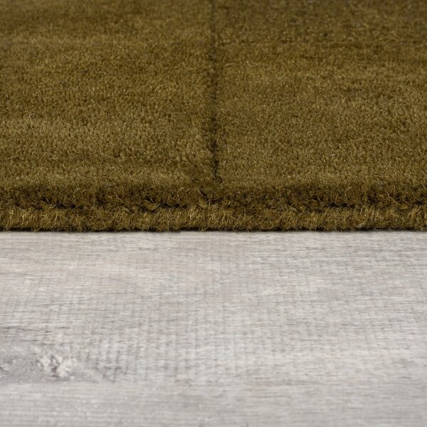 Kaki zeleni ručno rađen vunen tepih 120x170 cm Checkerboard – Flair Rugs