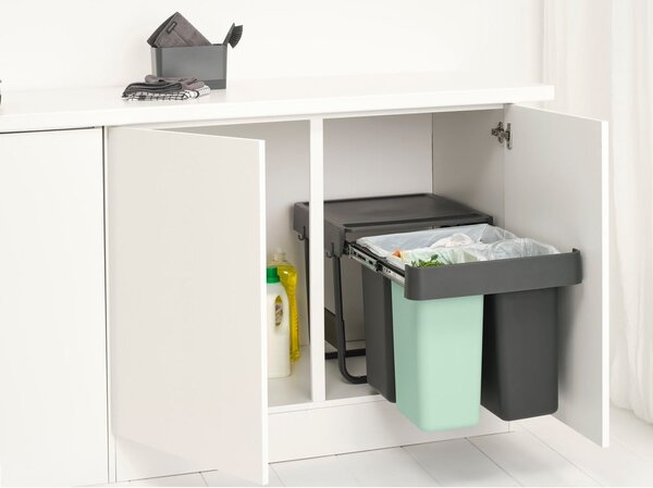 Mentol zelena/tamno siva plastična kanta za smeće za odvojeni otpad/ugradbena 40 l Sort&Go – Brabantia
