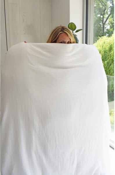 Bijela posteljina za bračni krevet od muslina 200x200 cm Plain Muslin – Butter Kings
