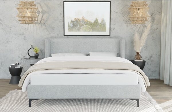 Sivi tapecirani bračni krevet s podnicom 160x200 cm Basti – Ropez