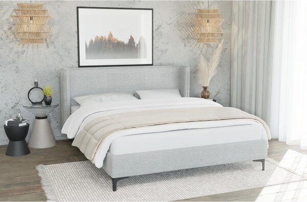 Sivi tapecirani bračni krevet s podnicom 160x200 cm Basti – Ropez