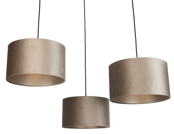 Visilica crna s taupe sjenilom 35 cm 3-svjetla - Cava