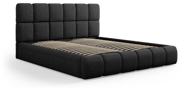 Crni tapecirani bračni krevet s prostorom za pohranu s podnicom 180x200 cm Bellis – Micadoni Home