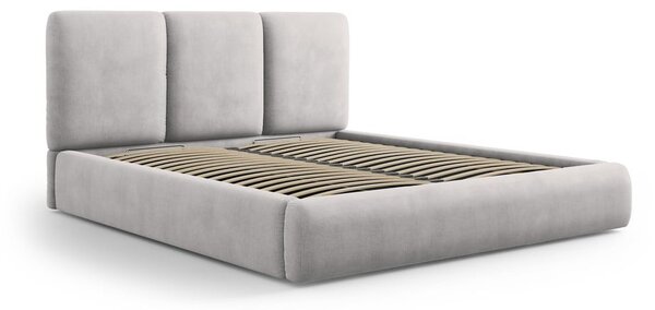 Svijetlo sivi tapecirani bračni krevet s prostorom za pohranu s podnicom 160x200 cm Brody – Mazzini Beds