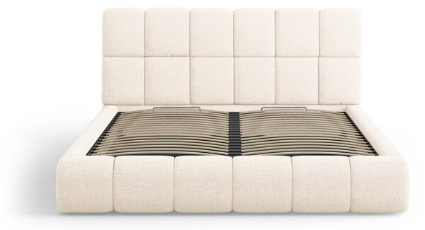 Krem tapecirani bračni krevet s prostorom za odlaganje s podnicom 160x200 cm Bellis – Micadoni Home