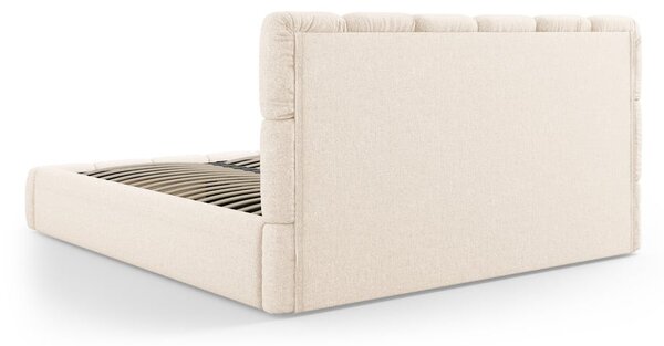 Krem tapecirani bračni krevet s prostorom za odlaganje s podnicom 160x200 cm Bellis – Micadoni Home
