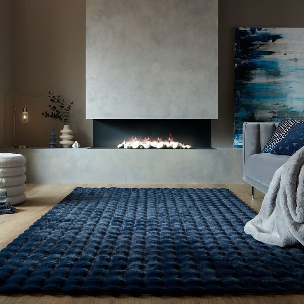 Tamno plavo sintetičko krzno 80x150 cm Waffle Faux Fur – Flair Rugs