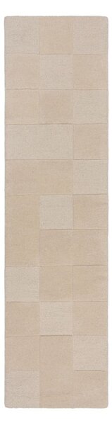Bež ručno rađena vunena staza 60x230 cm Checkerboard – Flair Rugs
