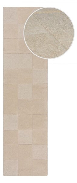 Bež ručno rađena vunena staza 60x230 cm Checkerboard – Flair Rugs