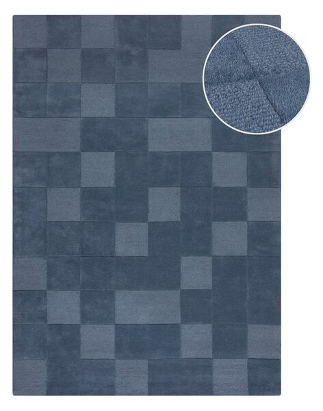 Tamno plavi ručno rađen vunen tepih 160x230 cm Checkerboard – Flair Rugs