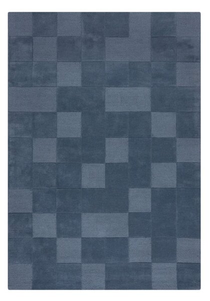 Tamno plavi ručno rađen vunen tepih 200x290 cm Checkerboard – Flair Rugs